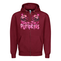 Burgundy save the pumpkins breast cancer Zipper Hoodie - RanaPortraitStore