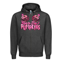 Charcoal Heather save the pumpkins breast cancer Zipper Hoodie - RanaPortraitStore