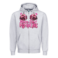 Heather Grey save the pumpkins breast cancer Zipper Hoodie - RanaPortraitStore