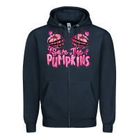 Navy save the pumpkins breast cancer Zipper Hoodie - RanaPortraitStore