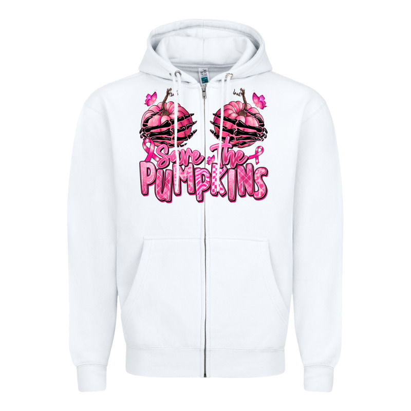 Save The Pumpkins Breast Cancer Zipper Hoodie by RanaPortraitStore | Teevron