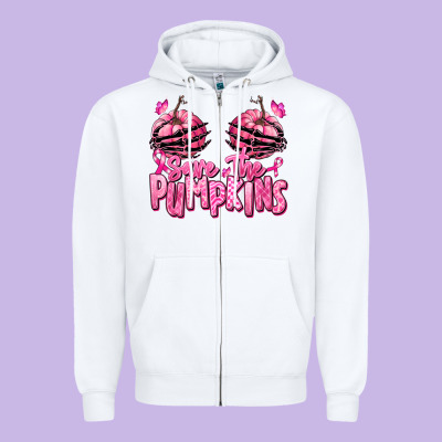 Zipper Hoodie save the pumpkins breast cancer