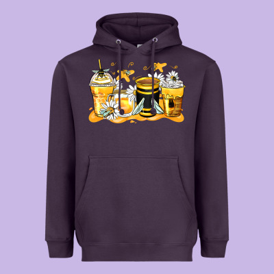 Bumble Bee Coffee Cups Heavyweight Hoodie Designed By Zillion Design Studio