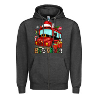 Charcoal Heather christmas bus driver Zipper Hoodie - Zillion Design Studio