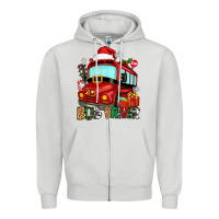 Dove Grey christmas bus driver Zipper Hoodie - Zillion Design Studio