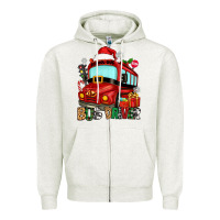 Oatmeal Heather christmas bus driver Zipper Hoodie - Zillion Design Studio