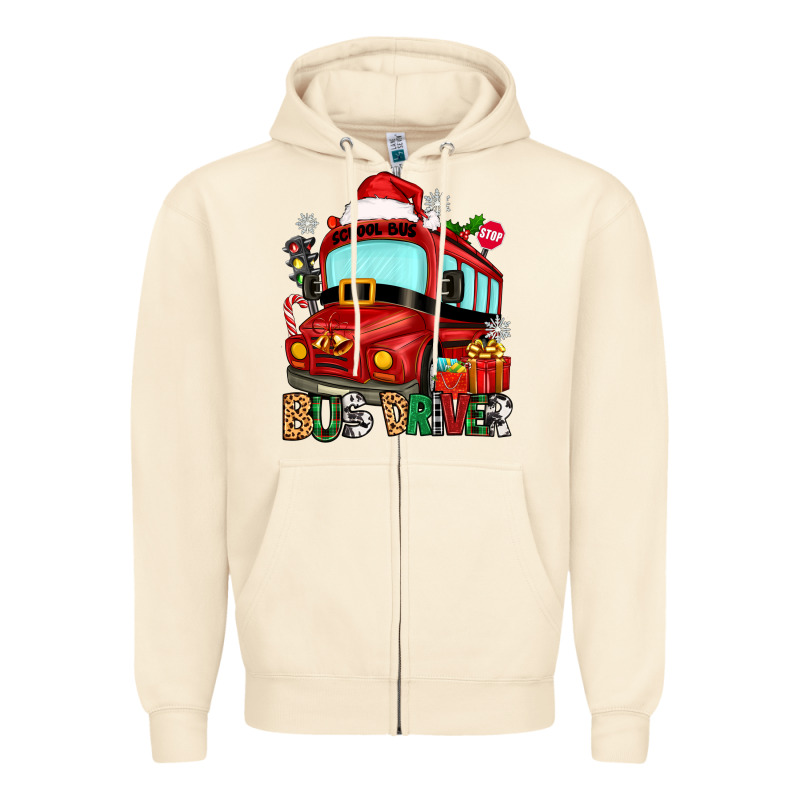 Christmas Bus Driver Zipper Hoodie by Zillion Design Studio | Teevron