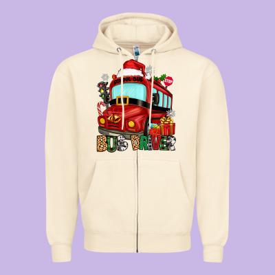 Christmas Bus Driver Zipper Hoodie Designed By Zillion Design Studio