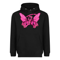 Black Breast Cancer Butterfly Heavyweight Hoodie - texasbilliewilder