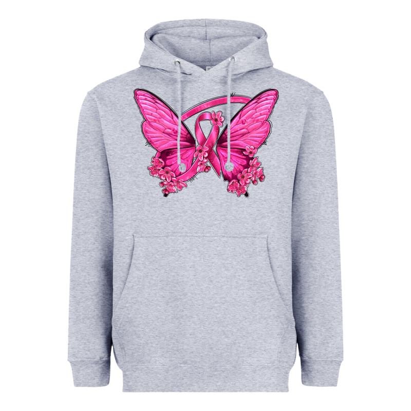 Breast Cancer Butterfly Heavyweight Hoodie by texasbilliewilder | Teevron