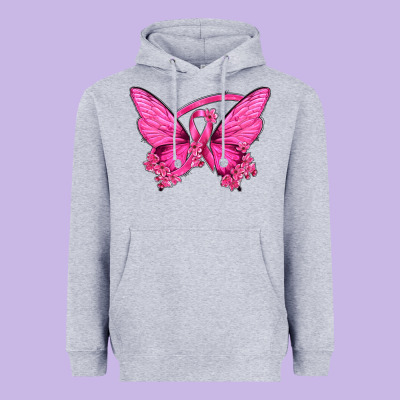 Breast Cancer Butterfly Heavyweight Hoodie Designed By Texasbilliewilder