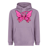 Lavender Breast Cancer Butterfly Heavyweight Hoodie - texasbilliewilder