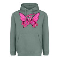 Sage Breast Cancer Butterfly Heavyweight Hoodie - texasbilliewilder