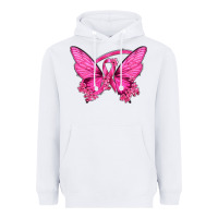 White Breast Cancer Butterfly Heavyweight Hoodie - texasbilliewilder