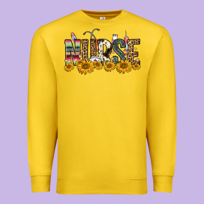 Nurse Sunflower Premium Sweatshirt Designed By Fadigitalartstudio