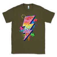 Army Green lightning bolt autism Classic Tee - Zillion Design Studio