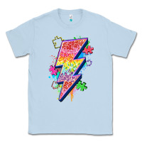 Dusty Blue lightning bolt autism Classic Tee - Zillion Design Studio