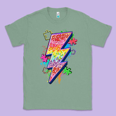 Lightning Bolt Autism Classic Tee Designed By Zillion Design Studio