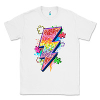 White lightning bolt autism Classic Tee - Zillion Design Studio