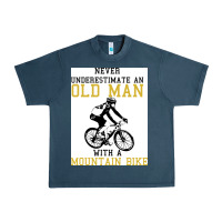 Midnight Navy Never Underestimate An Old Man With A Mountain Bike Urban Heavy Tee - Bettercallsaul