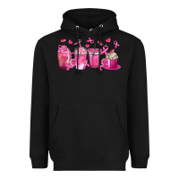 Black Breast Cancer Coffee Cups Heavyweight Hoodie - texasbilliewilder