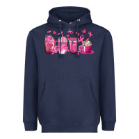 Navy Breast Cancer Coffee Cups Heavyweight Hoodie - texasbilliewilder