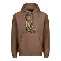 Chestnut Baby Baboon Illustrations Premium Hoodie - LillyAllenDesigns