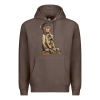 Coffee Baby Baboon Illustrations Premium Hoodie - LillyAllenDesigns