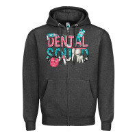 Charcoal Heather dental squad with cowhide Zipper Hoodie - texasbilliewilder