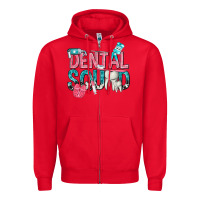Red dental squad with cowhide Zipper Hoodie - texasbilliewilder