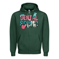 Sports Green dental squad with cowhide Zipper Hoodie - texasbilliewilder