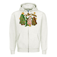 Oatmeal Heather 'tis the season christmas cake Zipper Hoodie - Zillion Design Studio