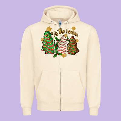 'tis The Season Christmas Cake Zipper Hoodie Designed By Zillion Design Studio