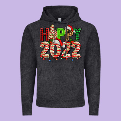 Happy 2022 With Christmas Tree Cake Vintage Hoodie Designed By Adodesignshop