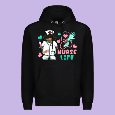 Nurse Life Afro American Nurse Premium Hoodie Designed By Barkaloodesign