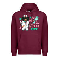 Burgundy nurse life afro american nurse Premium Hoodie - BarkalooDesign