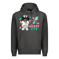 Charcoal Heather nurse life afro american nurse Premium Hoodie - BarkalooDesign