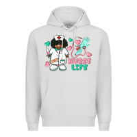 Dove Grey nurse life afro american nurse Premium Hoodie - BarkalooDesign