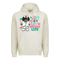 Oatmeal Heather nurse life afro american nurse Premium Hoodie - BarkalooDesign