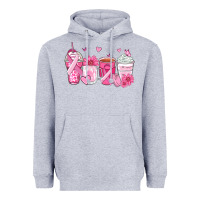 Heather Grey breast cancer coffee cups Heavyweight Hoodie - Zillion Design Studio