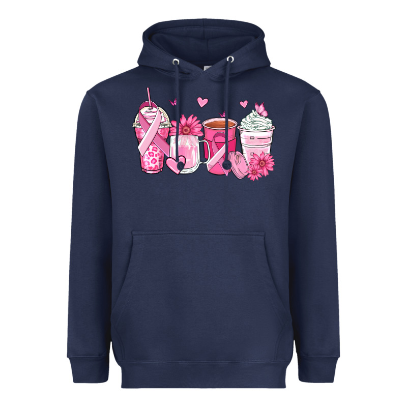 Breast Cancer Coffee Cups Heavyweight Hoodie by Zillion Design Studio | Teevron