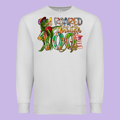I Roared My Way Through 100 Days Premium Sweatshirt Designed By Racoondesign