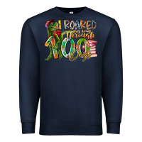 Navy i roared my way through 100 days Premium Sweatshirt - RacoonDesign