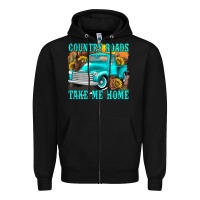 Black country roads take me home western Zipper Hoodie - texasbilliewilder