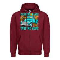 Burgundy country roads take me home western Zipper Hoodie - texasbilliewilder