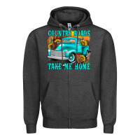 Charcoal Heather country roads take me home western Zipper Hoodie - texasbilliewilder