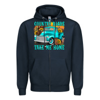 Navy country roads take me home western Zipper Hoodie - texasbilliewilder