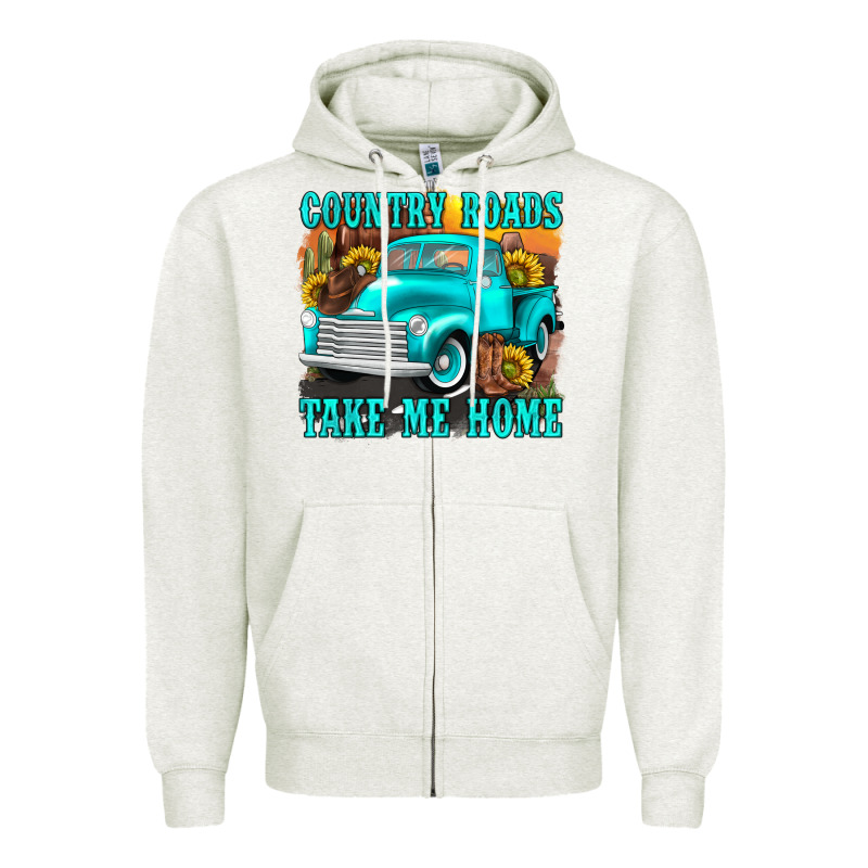 Country Roads Take Me Home Western Zipper Hoodie by texasbilliewilder | Teevron