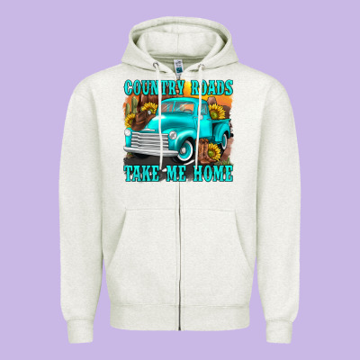 Country Roads Take Me Home Western Zipper Hoodie Designed By Texasbilliewilder