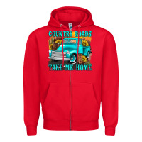 Red country roads take me home western Zipper Hoodie - texasbilliewilder